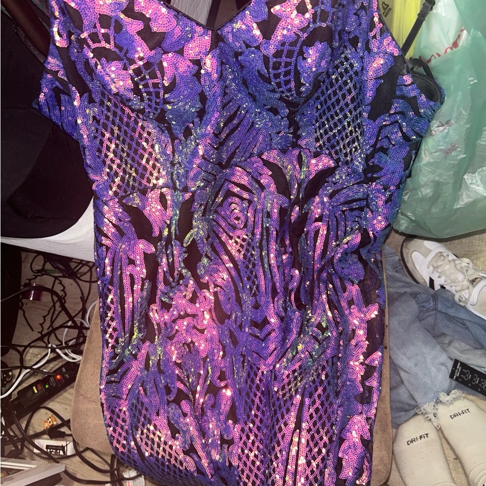 Elegant Purple and Black Women's Dress